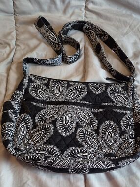 Vera Bradley Black and White Quilted Paisley Crossbody Bag